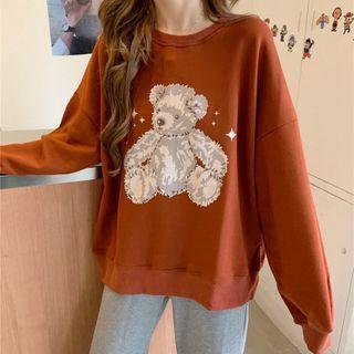 Bear Printed Long Sleeve Sweatshirt