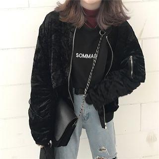Loose-fit Velvet Zip Jacket