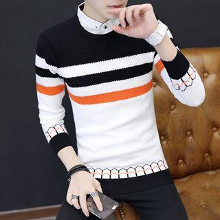 Mock Two-piece Color-block Knit Top