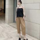 Ruffled Camisole Top / Cropped Straight-cut Pants