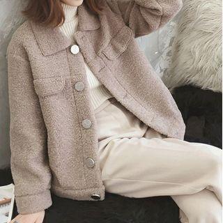Lapel Fleece Loose Fit Jacket