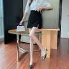 Slit-side Plain A-line Skirt