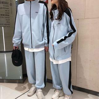 Couple Matching Stand Collar Zip Jacket / Sweatpants