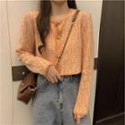 Long-sleeve Button-up Cropped Cardigan