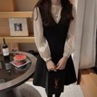 Long-sleeve Blouse / A-line Overall Dress