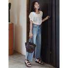 Slit Fray-hem Wide-leg Jeans
