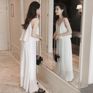 Mock Two-piece Spaghetti Strap Maxi Dress