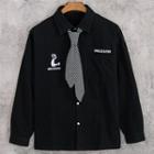 Neck Tie Embroidered Shirt