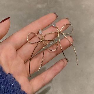 Bow Alloy Dangle Earring 1 Pair - Silver Needle - Gold - One Size