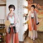 Set: Traditional Chinese Robe + Top + Midi Skirt