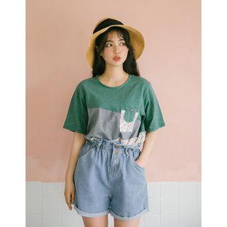 Flower Patchwork Cotton T-shirt