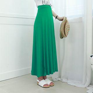 Petite Size - Band-waist Maxi Flare Skirt