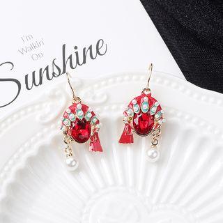 Faux Crystal Chinese Opera Dangle Earring 1 Pair - As Shown In Figure - One Size