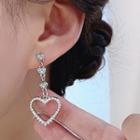 Flash Diamond Heart Fringe Stud Earring 1 Pair - Sliver - One Size