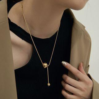 Polished Bead Pendant Y Alloy Necklace