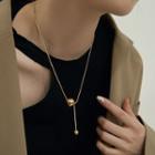 Polished Bead Pendant Y Alloy Necklace
