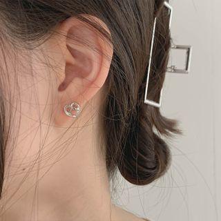 Pretzel Heart Ear Studs Silver - One Size