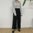 Band-waist Boot-cut Wide-leg Pants