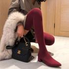 Block Heel Knitted Over-the-knee Boots