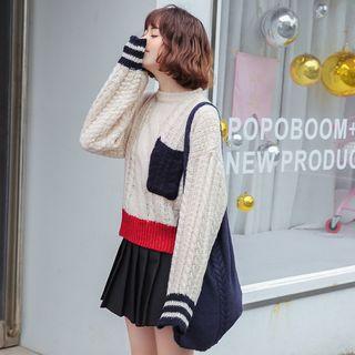 Contrast-trim Open-knit Sweater