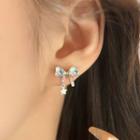 Bow Moonstone Sterling Silver Earring 1 Pair - Gold & Silver - One Size