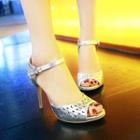 Shimmer Cutout High-heel Sandals