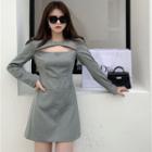 Long-sleeve Cutout Blouse / Mini A-line Dress