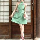 Halter Plaid Bow A-line Dress