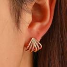 Rhinestone Layered Hoop Earring 01 - 1 Pair - Gold - One Size