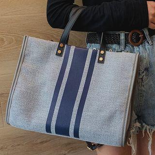 Striped Linen Tote Bag