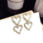 925 Sterling Silver Heart Dangle Earring 1 Pair - Silver Needle - Gold - One Size