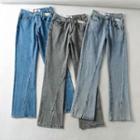 Asymmetrical Slit-hem Boot-cut Jeans