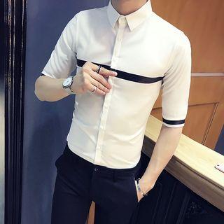 Elbow-sleeve Slim-fit Shirt