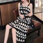 Sleeveless Pattern Asymmetric Dress