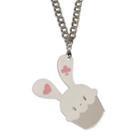 Sweet White Bunny Cupcake Of Heart Silver Necklace