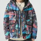 Graphic Print Hooded Zip-up Down Jacket