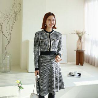 Patterned Knitted Flare Dress