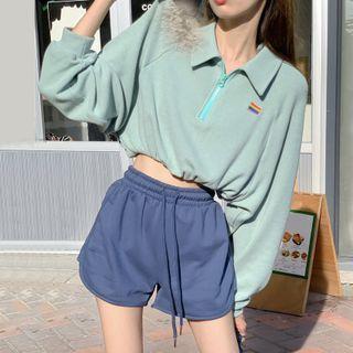 Cropped Polo Sweatshirt / Sweatshorts