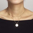 Alloy Disc Pendant Layered Choker Necklace Gold - One Size