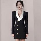 Two-tone Mini Sheath Blazer Dress