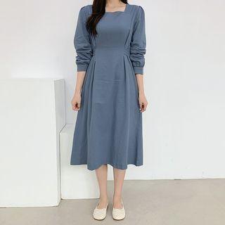 Square-neck Long Plain Dress
