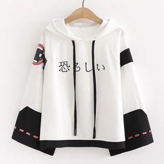 Printed Batwing-sleeve Hoodie