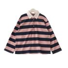 Long-sleeve Collared Striped T-shirt