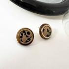 Leopard Print Disc Alloy Earring Type A - 1 Pair - Brown - One Size