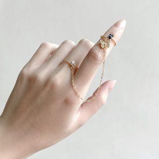 Chained Butterfly Open Ring Gold - One Size