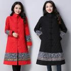 Embroidered Panel Quilted Coat