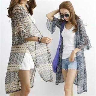 Pattern Chiffon Open Cardigan