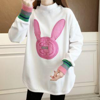 Mock-neck Rabbit Print T-shirt