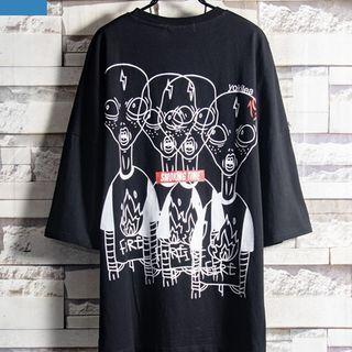 Short-sleeve Alien Print Lettering T-shirt