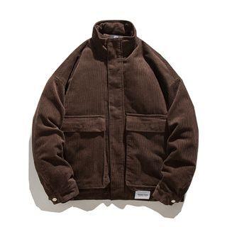 Long-sleeve High-neck Corduroy Jacket